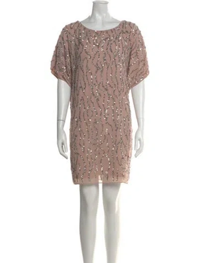 Pre-owned Aidan Mattox Scoop Neck Mini Dress In Pink