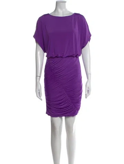 Pre-owned Aidan Mattox Scoop Neck Mini Dress In Purple