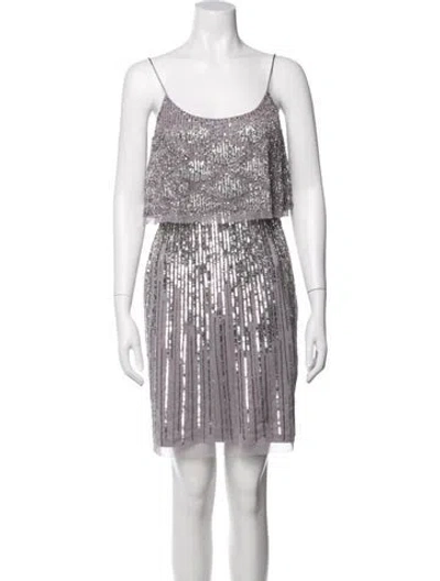 Pre-owned Aidan Mattox Scoop Neck Mini Dress In Purple