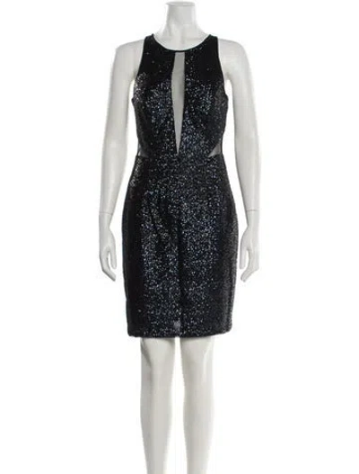 Pre-owned Aidan Mattox Scoop Neck Mini Dress W/ Tags In Black