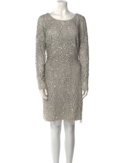Pre-owned Aidan Mattox Scoop Neck Mini Dress W/ Tags In Gray