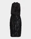 Aidan Mattox 3d Embroidered Sleeveless Cocktail Dress In Black