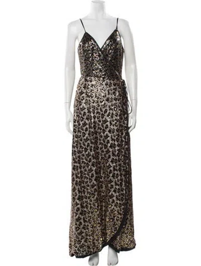 Pre-owned Aidan Mattox Sequin Long Dress In Gold/metallic
