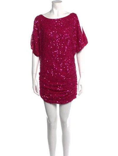 Pre-owned Aidan Mattox Sequin Mini Dress In Pink