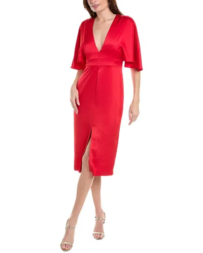Aidan Mattox Women's Crepe Flutter-sleeve Midi-dress In Red