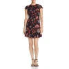Aidan Mattox Short Floral Bodice Cocktail Dress In Black