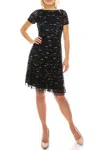 Aidan Mattox Short Sleeve Sequined A-line Dress In Twilight