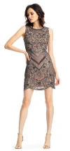 Aidan Mattox Short Sleeveless Cocktail Dress In Brown