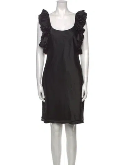 Pre-owned Aidan Mattox Silk Knee-length Dress In Black