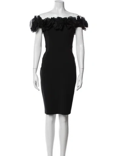 Pre-owned Aidan Mattox Silk Knee-length Dress In Black
