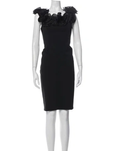 Pre-owned Aidan Mattox Silk Knee-length Dress In Black