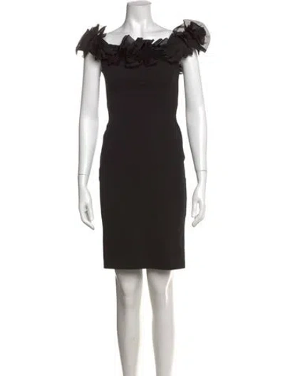 Pre-owned Aidan Mattox Silk Knee-length Dress In Black