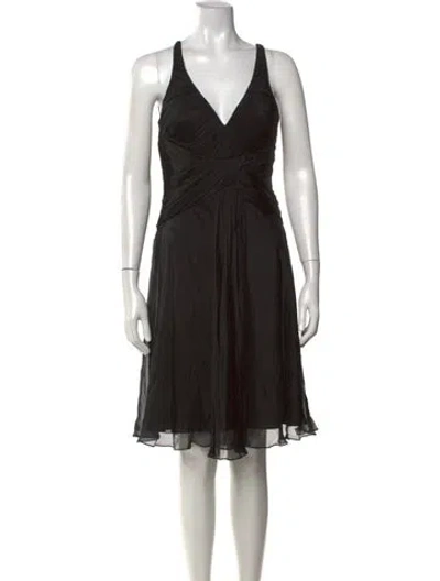 Pre-owned Aidan Mattox Silk Knee-length Dress In Black