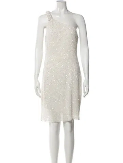 Pre-owned Aidan Mattox Silk Knee-length Dress W/ Tags In White