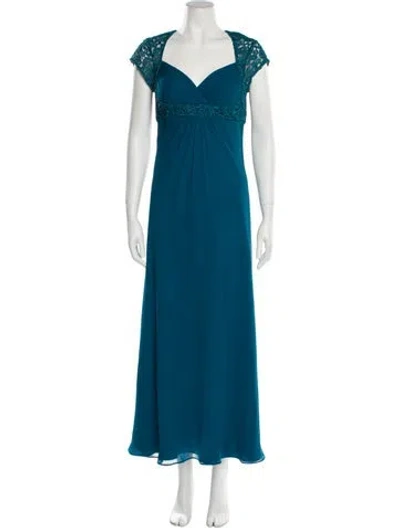 Pre-owned Aidan Mattox Silk Long Dress In Blue