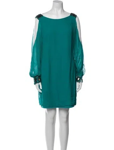 Pre-owned Aidan Mattox Silk Long Dress In Blue