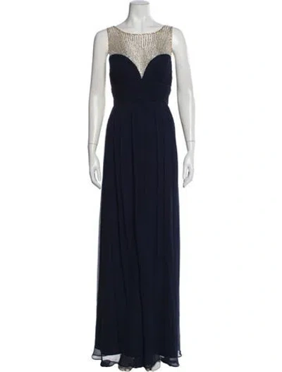 Pre-owned Aidan Mattox Silk Long Dress In Blue