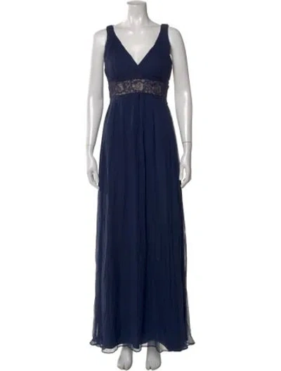 Pre-owned Aidan Mattox Silk Long Dress In Blue