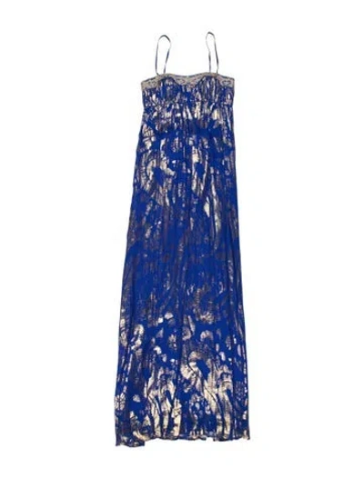 Pre-owned Aidan Mattox Silk Long Dress In Blue