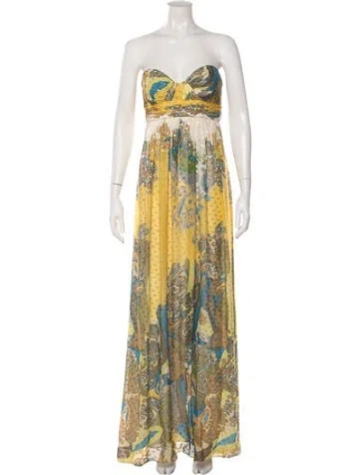 Pre-owned Aidan Mattox Silk Long Dress In Multi