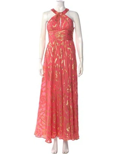 Pre-owned Aidan Mattox Silk Long Dress In Pink