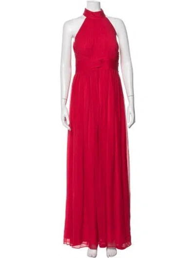Pre-owned Aidan Mattox Silk Long Dress In Red