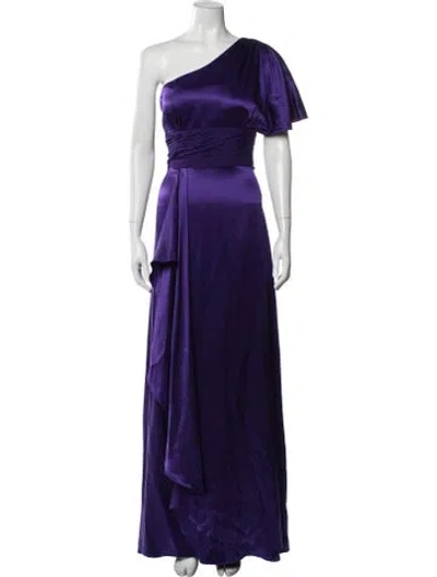 Pre-owned Aidan Mattox Silk Long Dress W/ Tags In Purple