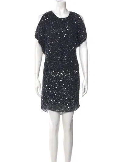 Pre-owned Aidan Mattox Silk Mini Dress In Black