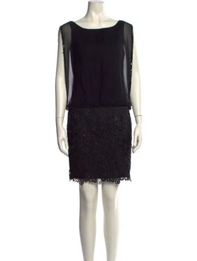 Pre-owned Aidan Mattox Silk Mini Dress In Black