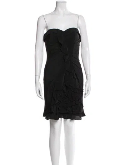 Pre-owned Aidan Mattox Silk Mini Dress In Black