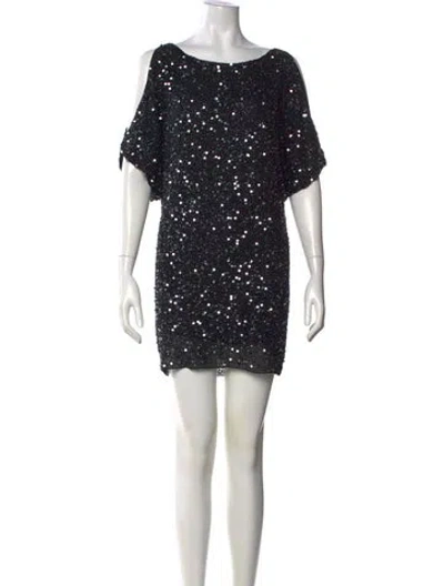 Pre-owned Aidan Mattox Silk Mini Dress In Black