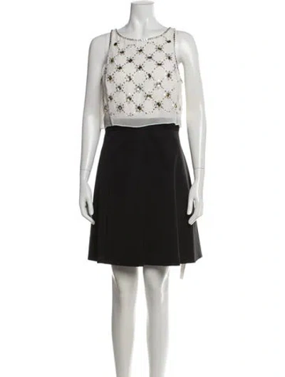 Pre-owned Aidan Mattox Silk Mini Dress In Black