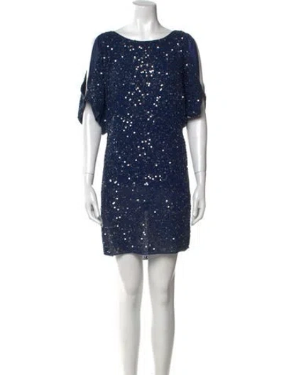 Pre-owned Aidan Mattox Silk Mini Dress In Blue