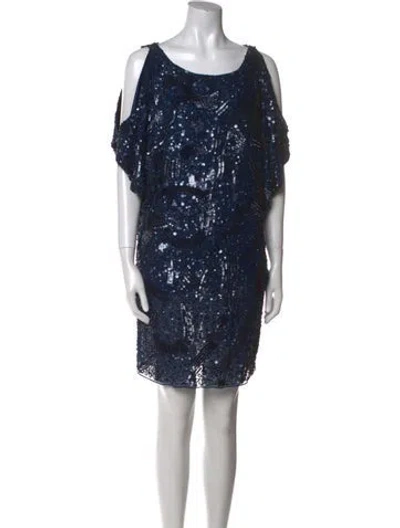 Pre-owned Aidan Mattox Silk Mini Dress In Blue