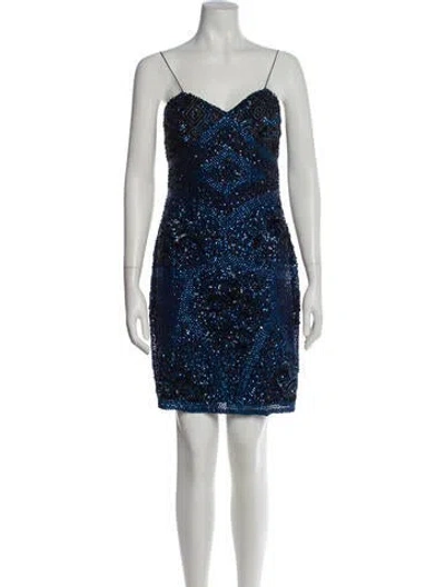 Pre-owned Aidan Mattox Silk Mini Dress In Blue