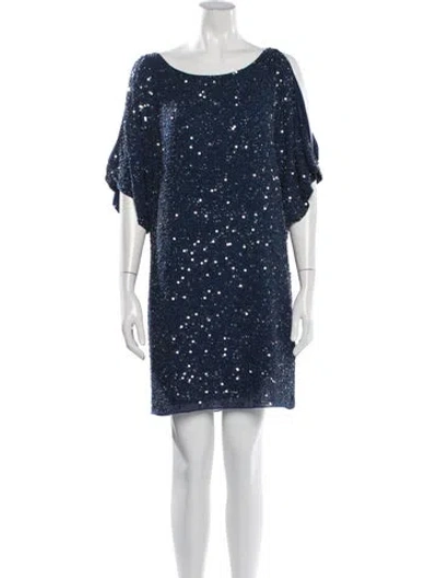 Pre-owned Aidan Mattox Silk Mini Dress In Blue