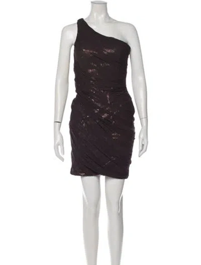 Pre-owned Aidan Mattox Silk Mini Dress In Brown