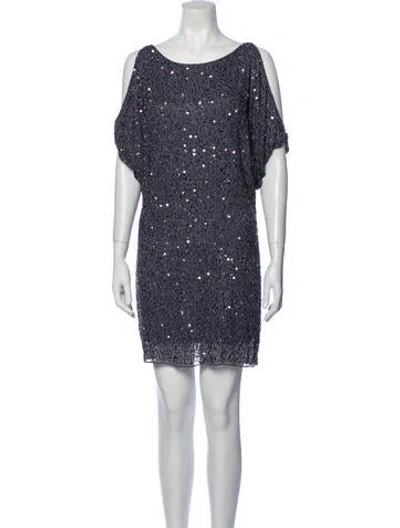 Pre-owned Aidan Mattox Silk Mini Dress In Gray