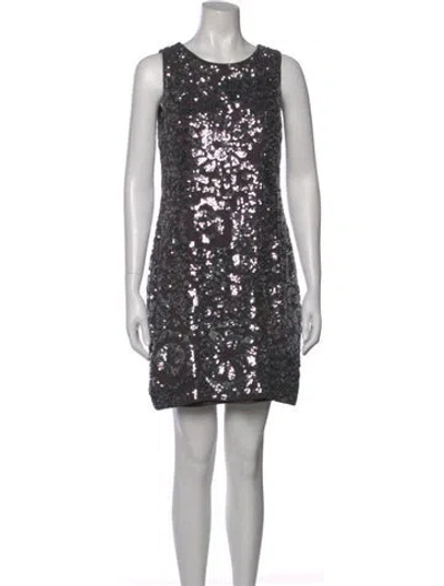 Pre-owned Aidan Mattox Silk Mini Dress In Gray