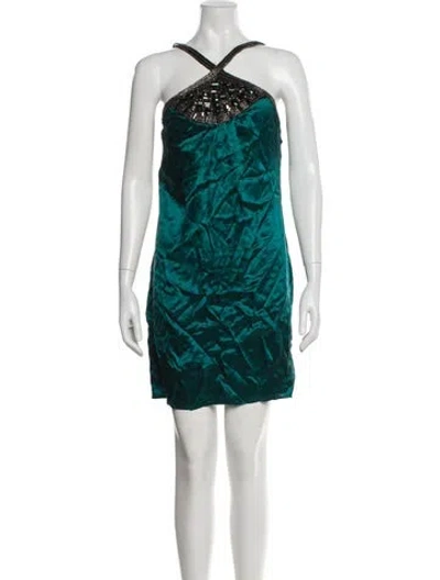 Pre-owned Aidan Mattox Silk Mini Dress In Green
