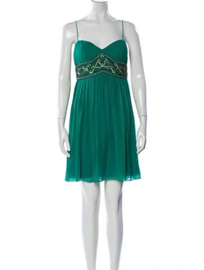 Pre-owned Aidan Mattox Silk Mini Dress In Green