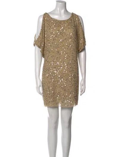 Pre-owned Aidan Mattox Silk Mini Dress In Neutral