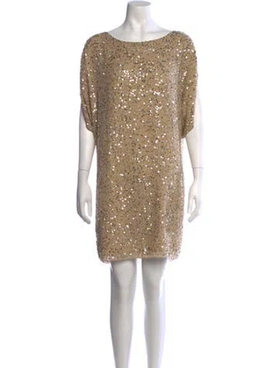 Pre-owned Aidan Mattox Silk Mini Dress In Neutrals