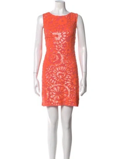 Pre-owned Aidan Mattox Silk Mini Dress In Orange