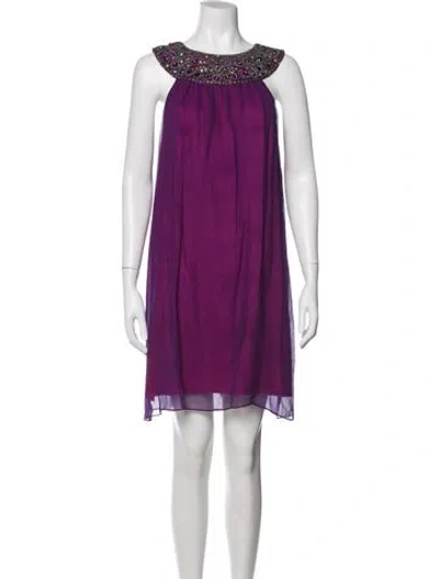 Pre-owned Aidan Mattox Silk Mini Dress In Purple