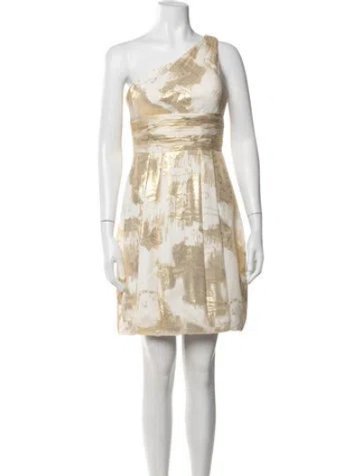 Pre-owned Aidan Mattox Silk Mini Dress In White