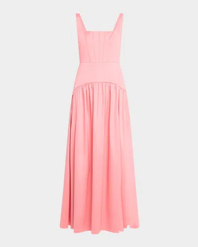 Aidan Mattox Sleeveless A-line Stretch Mikado Maxi Dress In Navy