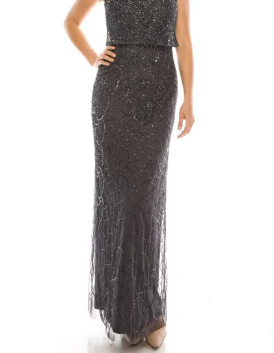 Aidan Mattox Sleeveless Blouson Embellished Dress In Grey