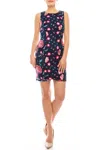 Aidan Mattox Sleeveless Floral Embroidered Dress In Blue Multi