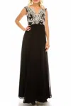 Aidan Mattox Sleeveless Metallic Lace Dress In Ivory Black